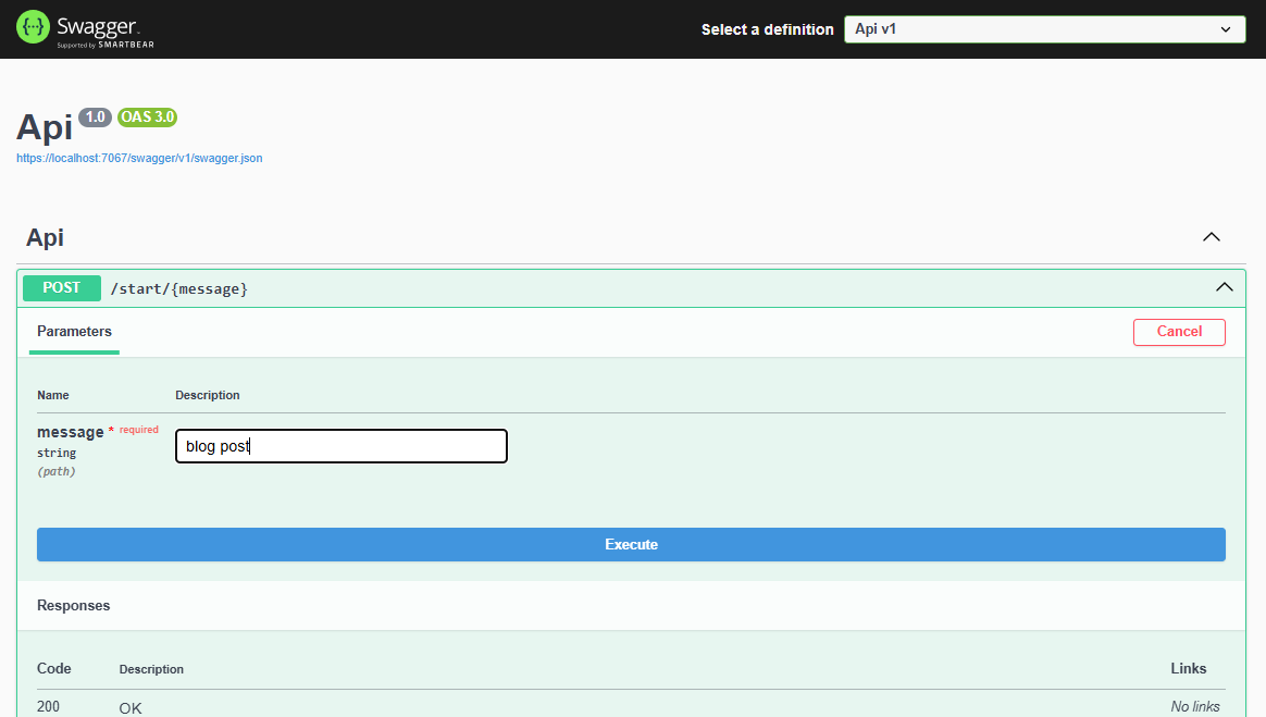 API - Swagger - Start Request
