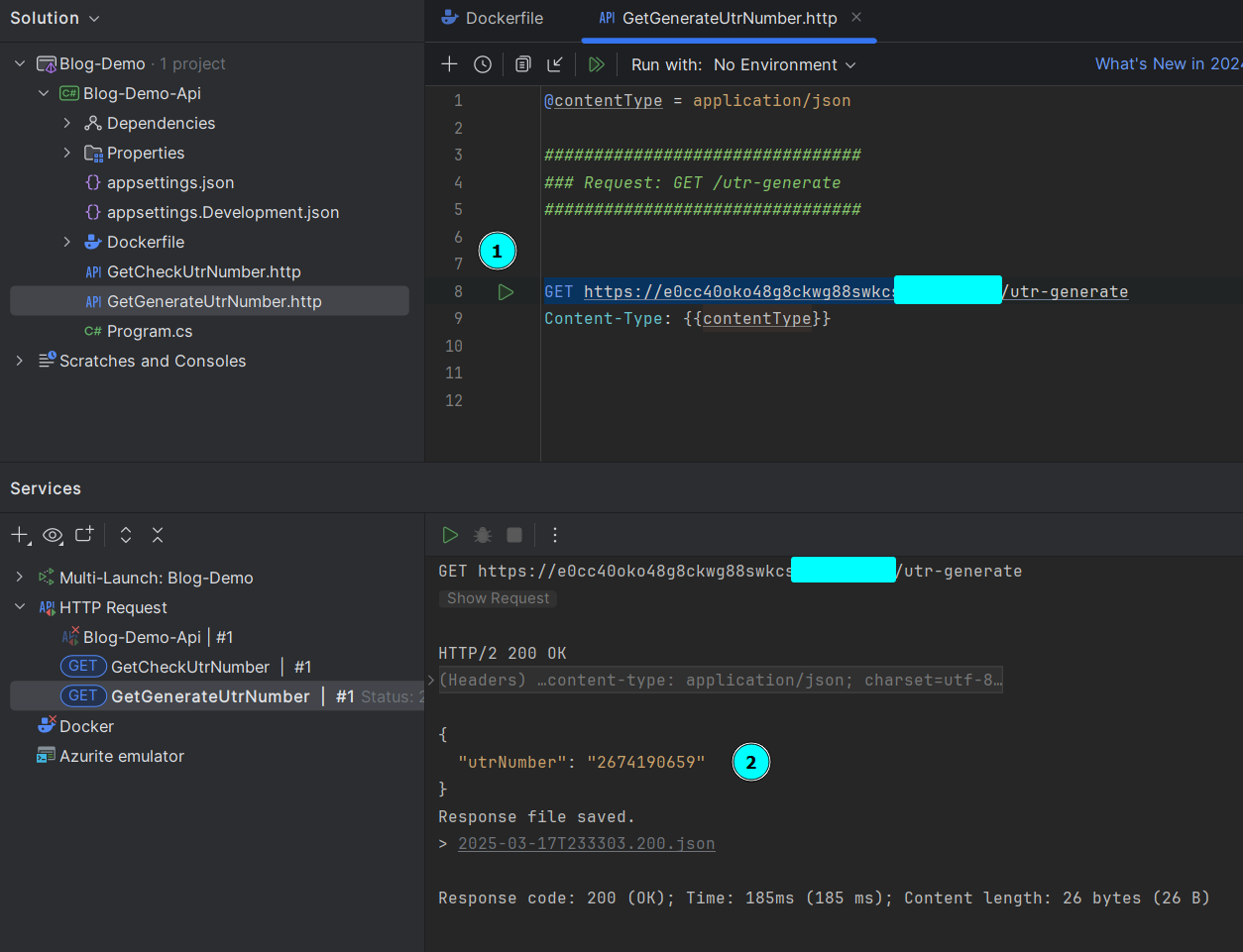 Successful .http file request execution