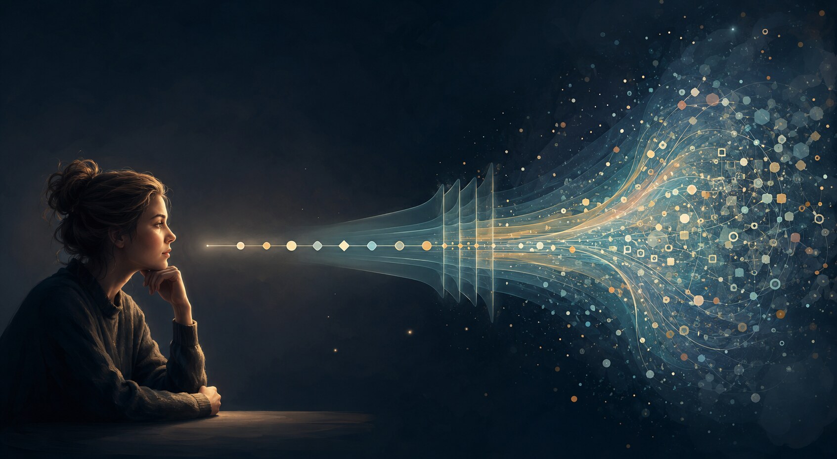 Human and AI communicating through a clear signal